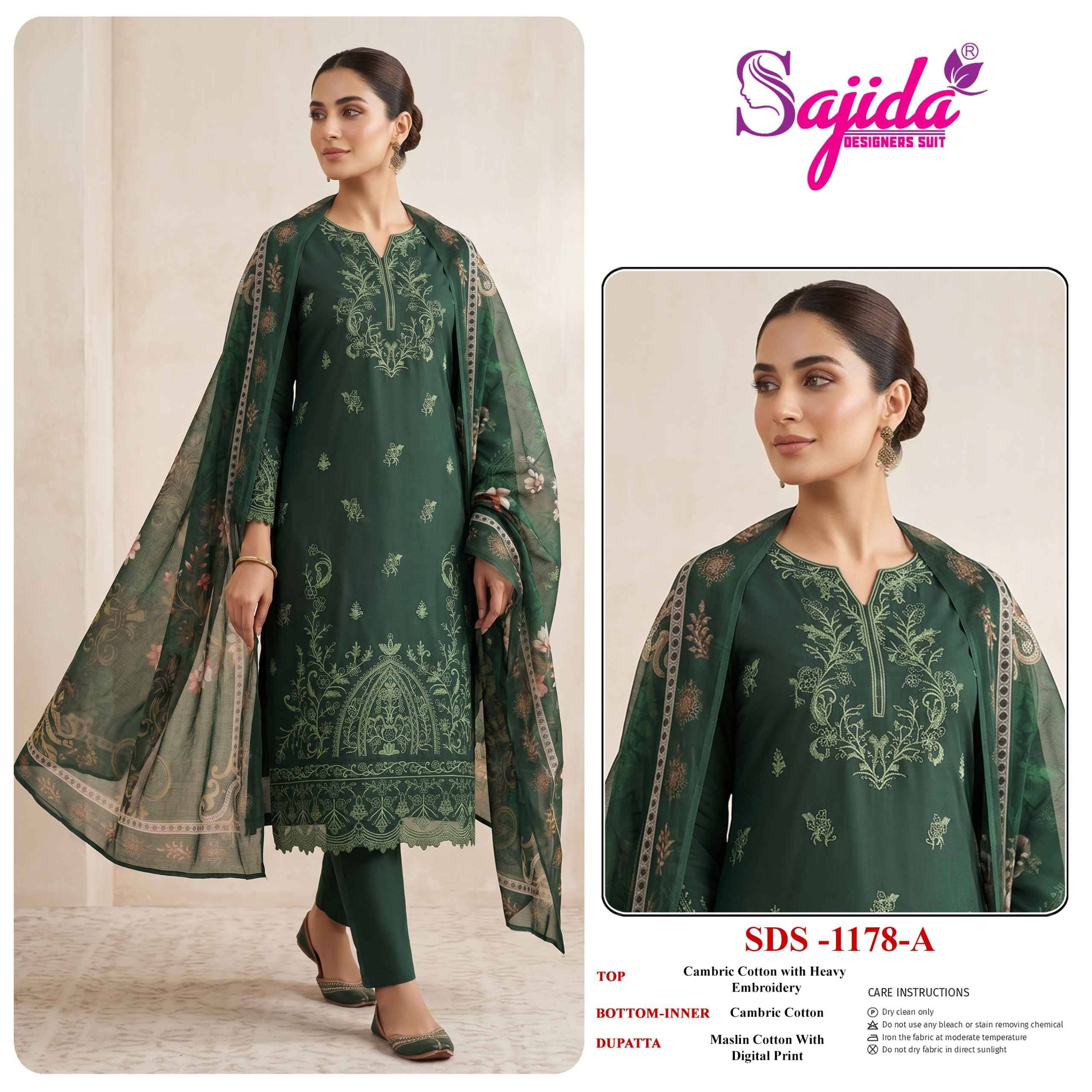 1178 COLORS By Sajida Designer Suits Beautiful Pakistani Suits Colorful Stylish Fancy Casual Wear & Ethnic Wear Cambric Cotton Embroidered Dresses At Wholesale Price